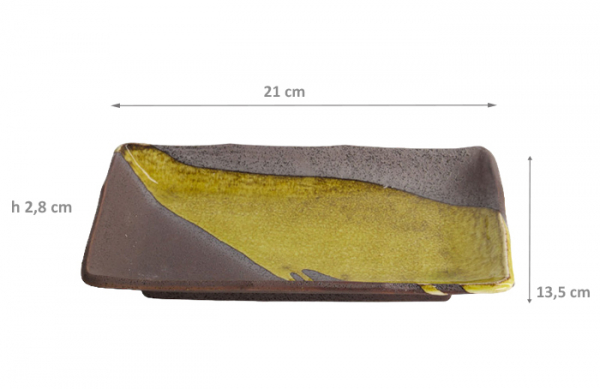 Shiratsu Yuzucha Nagashi Bk/Gd Large Angled Plate at Tokyo Design Studio (picture 3 of 3)