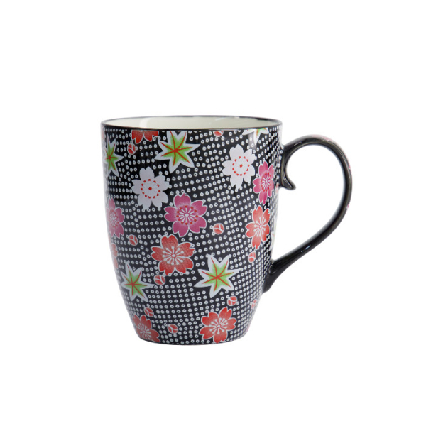 TDS, Kawaii Flower Mug W/Giftbox, Black, Ø 8.5x10.2cm 300ml , Item No. 21175
