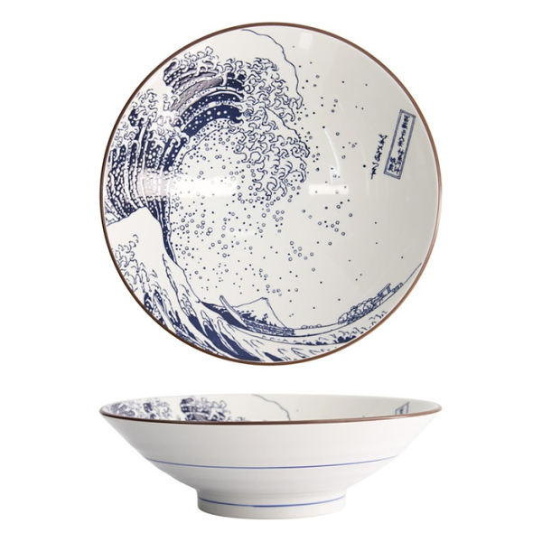 Ramen Bowl Hokusai Blue, White, Porcelain, &Oslash; 24 cm