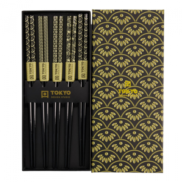 Black Gold Chopstick Set 5 pair at Tokyo Design Studio (picture 2 of 4)