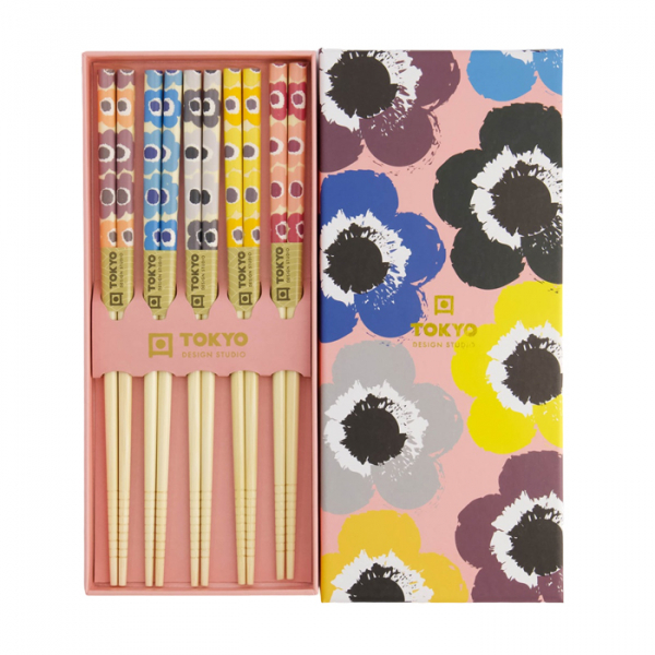 Pink Flowers Chopstick Set 5 pair at Tokyo Design Studio (picture 2 of 4)