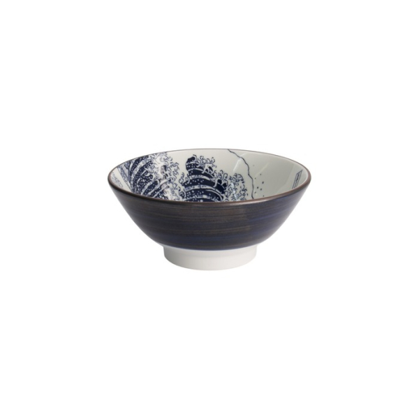Ramen Bowl Hokusai Blue, White, Porcelain, Ø 17 cm, Item No. 21329