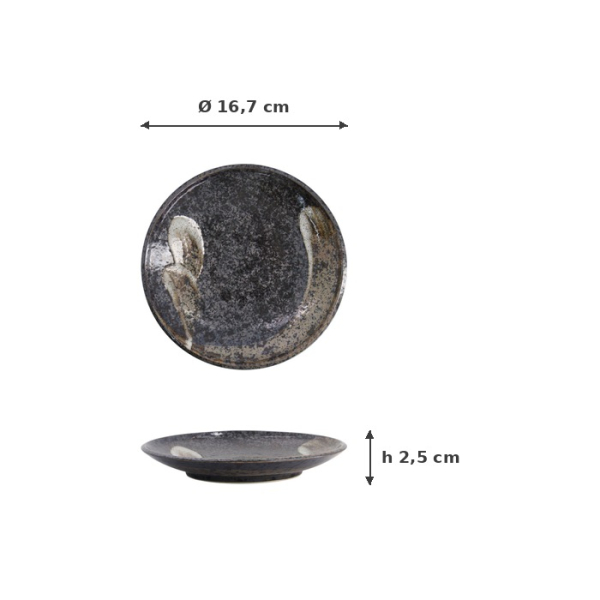 Plate Arahake Black, Brown, Stoneware, Ø 16.7 cm, Item No. 21424