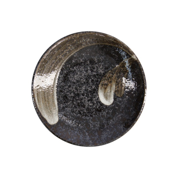 Teller Arahake Schwarz/Braun, Steinzeug, Ø 22,7 cm, Art.-Nr. 21425