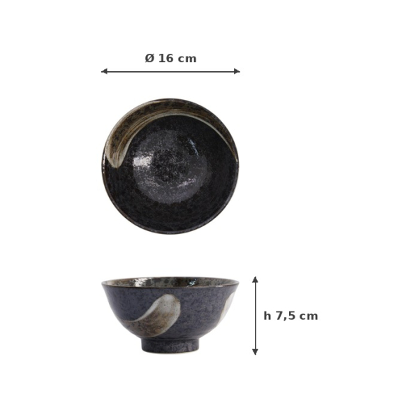 Rice Bowl Arahake Black, Brown, Stoneware, 600 ml, Item No. 21428
