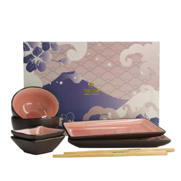 Sushi-Set Glassy Rosa, 8-tlg., Steinzeug, Art.-Nr. 21514
