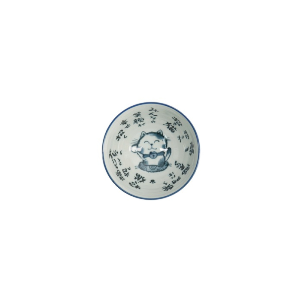 Rice Bowl Kawaii Cat Neko Blue, Porcelain, 300 ml, Item No. 2152