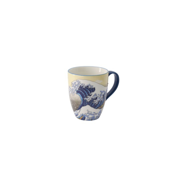 Tasse Kawaii Hokusai Blau/Gelb in Geschenkbox, Porzellan, 380 ml, Art.-Nr. 21531
