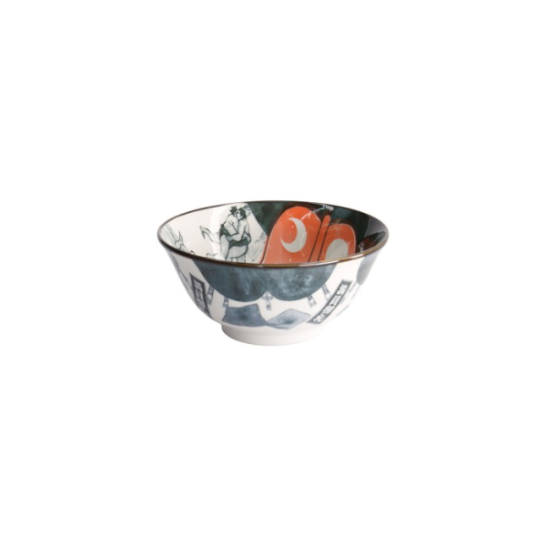 Rice Bowl Asakusa Sumo Red, Black, Porcelain, Ø 14.8 cm. Height 7 cm, 550 ml, Item No. 21557