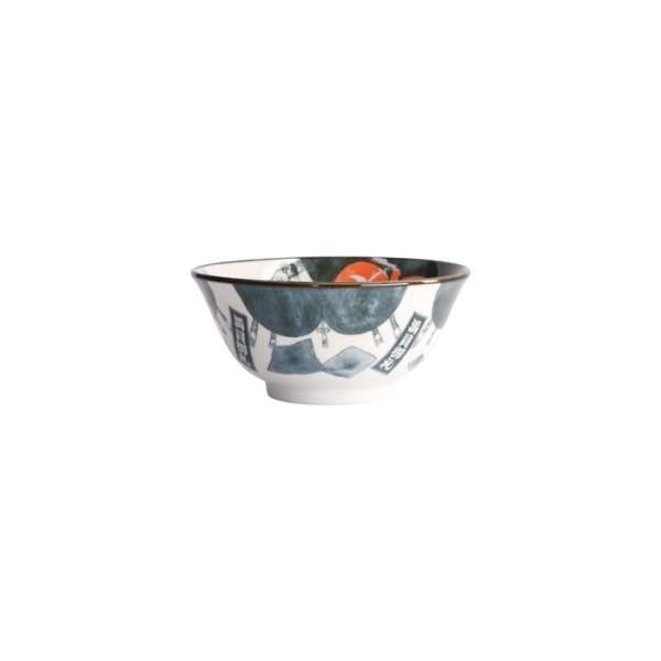 Rice Bowl Asakusa Sumo Red, Black, Porcelain, Ø 14.8 cm. Height 7 cm, 550 ml, Item No. 21557