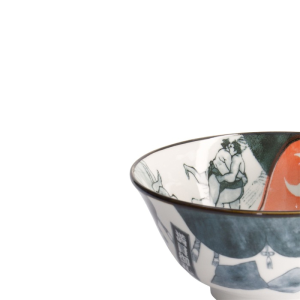 Rice Bowl Asakusa Sumo Red, Black, Porcelain, Ø 14.8 cm. Height 7 cm, 550 ml, Item No. 21557