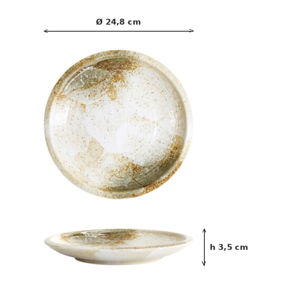Teller Yukishino Weiß/Braun, Porzellan, Ø 24,8 cm, Art.-Nr. 21611