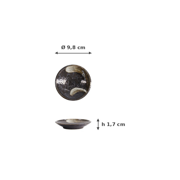 Teller Arahake Schwarz/Braun, Steinzeug, Ø 9,8 cm, Art.-Nr. 21616