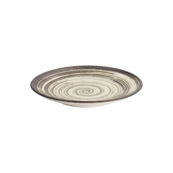 Plate Asashio Dark Brown, Beige, Stoneware, Ø 22.7 cm, Item No. 21627