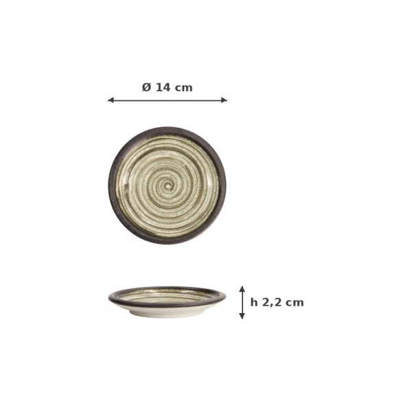 Plate Asashio Dark Brown, Beige, Stoneware, Ø 14 cm, Item No. 21640