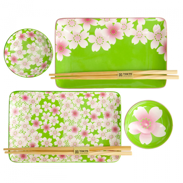 4 w/Chopsticks Kawaii Flower Sushi Plate Giftset at Tokyo Design Studio (picture 2 of 5)