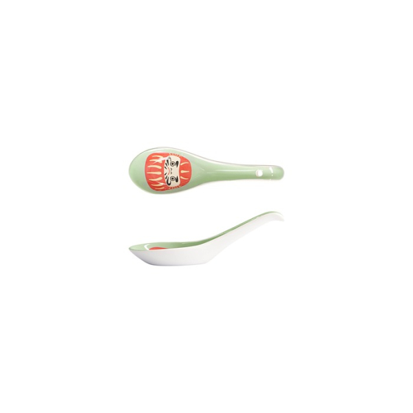 Suppenl&ouml;ffel Kawaii Daruma Gr&uuml;n, Porzellan, 13,8 cm