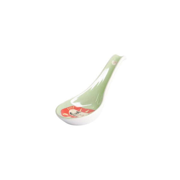 Soup Spoon Kawaii Daruma Green, Porcelain, 13.8 cm, Item No. 21680