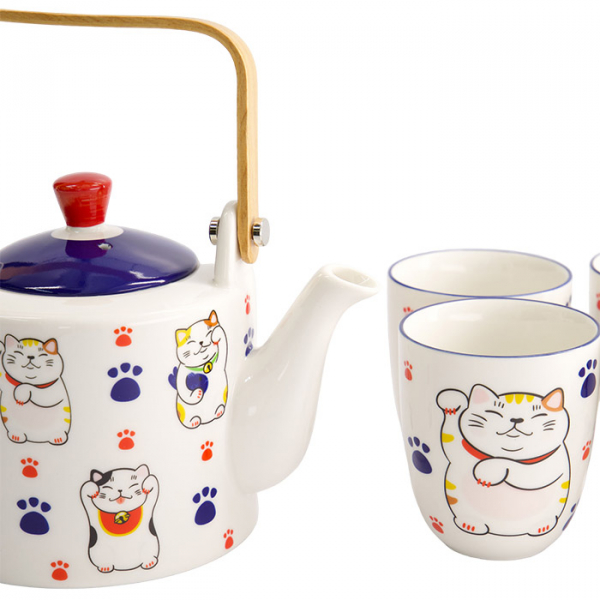 Japanese Lucky Cat Tea Pot Set