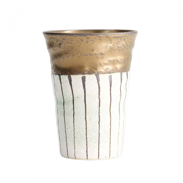 TDS, Tea cup, Black Gold with White Stripe, Ø 8.5x11cm, Item No. 21860