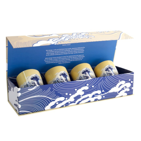 Mug Set Kawaii Hokusai, 4-piece, Porcelain, 170 ml