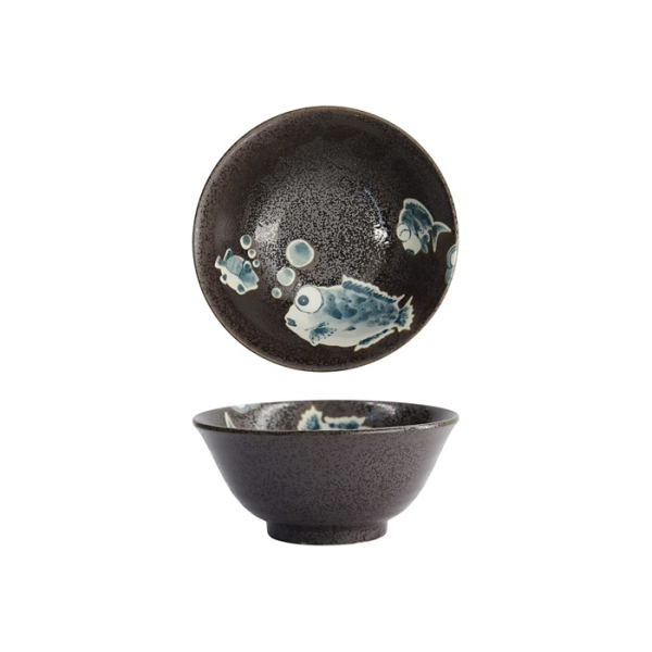 Rice Bowl Kawaii Blowfish Brown, Porcelain, 500 ml