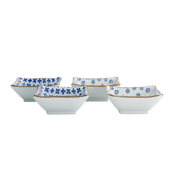 TDS, Square Bowl Set, Japan Flower, 8.5 x 8.5 x 3 cm, - Item No. 22044