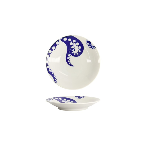 Teller Kawaii Oktopus Blau/Wei&szlig;, Porzellan, &Oslash; 13,7 cm