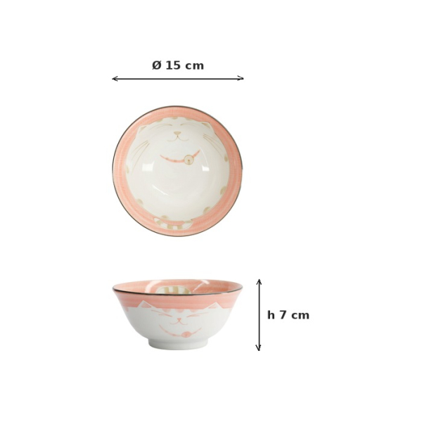 Tayo-Schale Kawaii Katze Neko Rosa, Porzellan, 500 ml, Art.-Nr. 2223