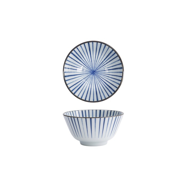 Rice Bowl Natsu Tokusa Blue, White, Porcelain, 350 ml