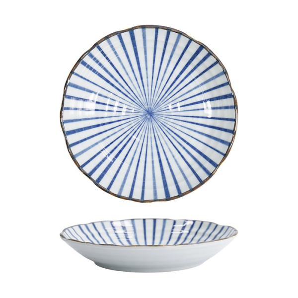 Teller Natsu Tokusa Blau/Wei&szlig;, Porzellan, &Oslash; 22 cm