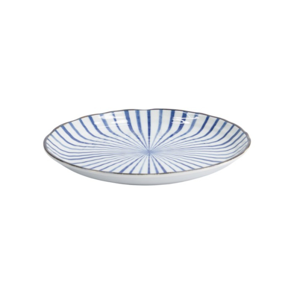 Teller Natsu Tokusa Blau/Weiß, Porzellan, Ø 24,7 cm, Art.-Nr. 22332
