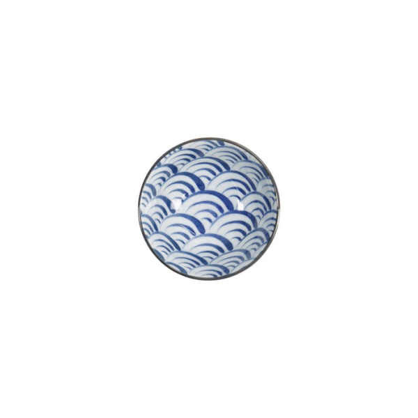 Rice Bowl Natsu Nami Blue, White, Porcelain, 350 ml, Item No. 22335