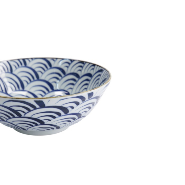 Ramen Bowl Natsu Nami Blue, White, Porcelain, 1 L, Item No. 22337