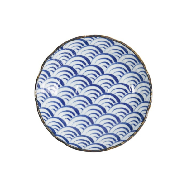 Plate Natsu Nami Blue, White, Porcelain, Ø 22 cm, Item No. 22339