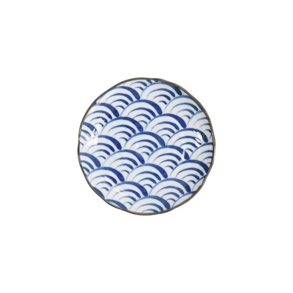 Plate Natsu Nami Blue, White, Porcelain, Ø 16.5 cm, Item No. 22340