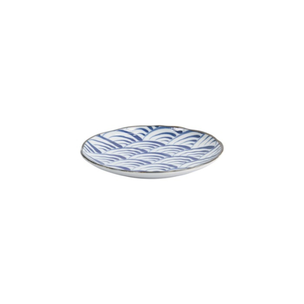 Plate Natsu Nami Blue, White, Porcelain, Ø 16.5 cm, Item No. 22340