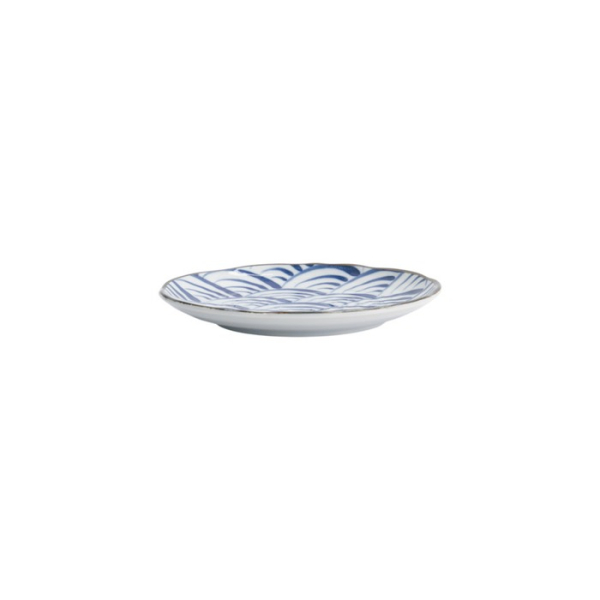 Plate Natsu Nami Blue, White, Porcelain, Ø 16.5 cm, Item No. 22340