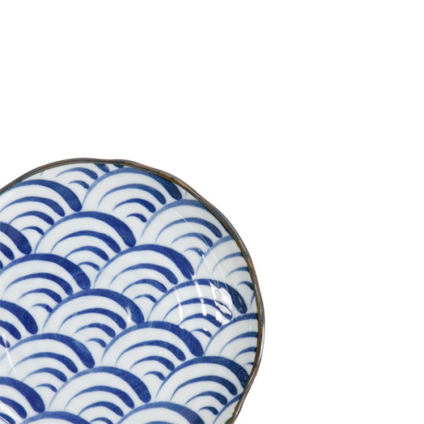 Plate Natsu Nami Blue, White, Porcelain, Ø 16.5 cm, Item No. 22340