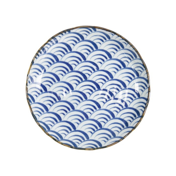 Plate Natsu Nami Blue, White, Porcelain, Ø 24.7 cm, Item No. 22341