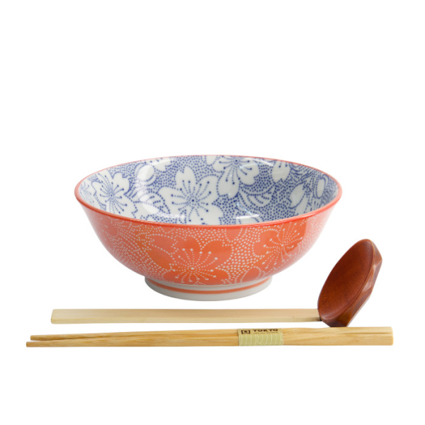 TDS, Ramen Bowl in Gift Box, Mixed Bowls Sakura, 3pcs, Ø19.7 x 7 cm (1000 ml), Item No. 22540