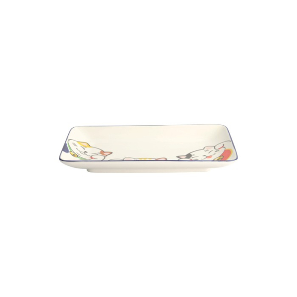 Sushi-Platte Kawaii Lucky Cat Weiß/Rot, Porzellan, 21 × 13,5 cm, Art.-Nr. 22660