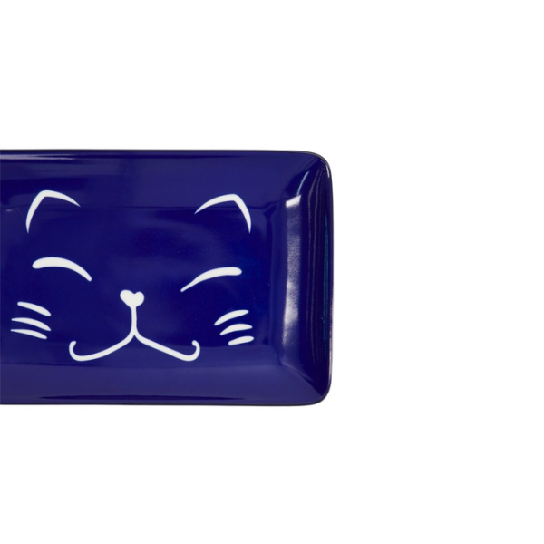 Sushi-Platte Kawaii Lucky Cat Blau, Porzellan, 21 × 13,5 cm, Art.-Nr. 22661