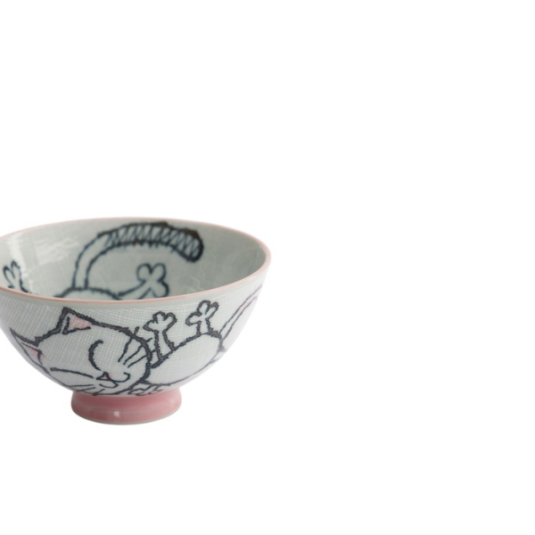 Rice Bowl Kawaii Neko Cat Pink, Porcelain, 300 ml, Item No. 2343