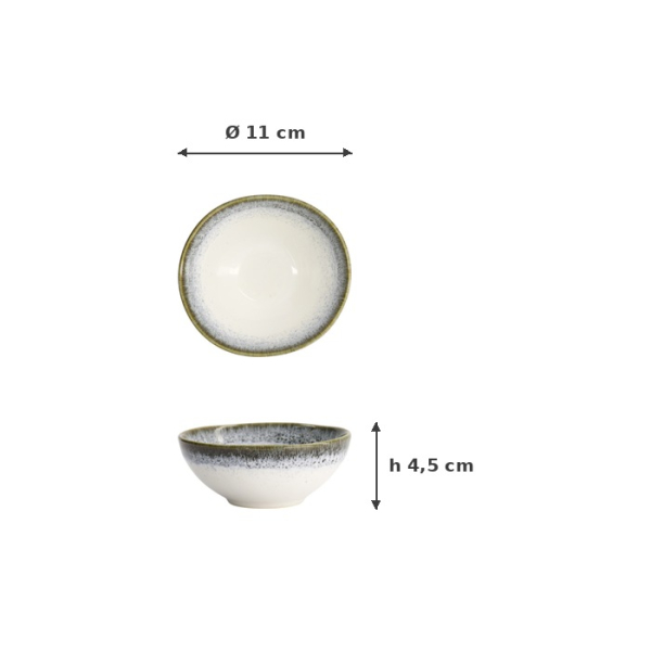 Bowl Monte Negro White, Blue-Grey, Stoneware, Ø 11 cm. Height 4.5 cm, 160 ml, Item No. 24348