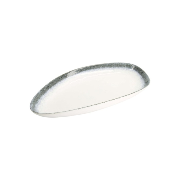 Oval Serving Platter Monte Negro White, Blue-Grey, Stoneware, 39 × 22 × 4 cm, Item No. 24351