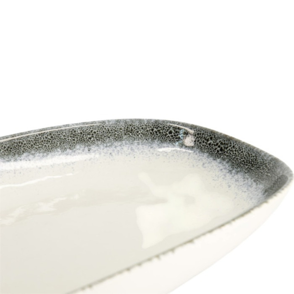 Oval Serving Platter Monte Negro White, Blue-Grey, Stoneware, 39 × 22 × 4 cm, Item No. 24351