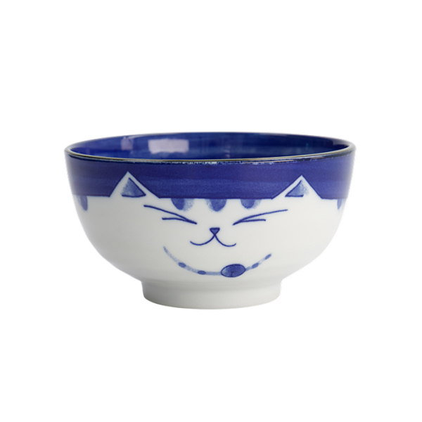 TDS, Rice Bowl, Kawaii Cat Neko, Blue, Ø 16 cm 800 ml - Item No. 2469