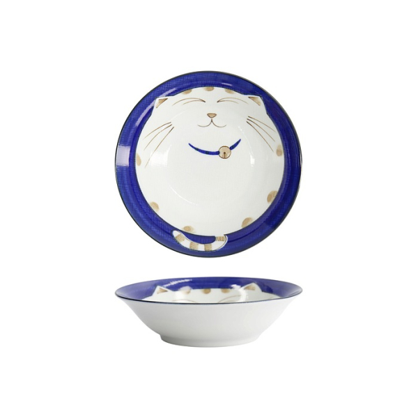 Rice Bowl Kawaii Katze Neko Blue, Porcelain, 450 ml