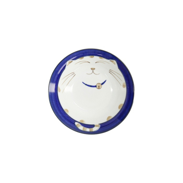 Rice Bowl Kawaii Katze Neko Blue, Porcelain, 450 ml, Item No. 2471